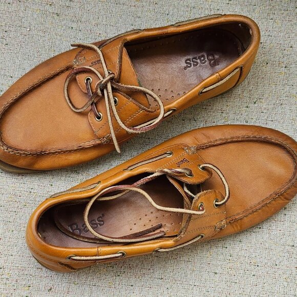 Bass Men Shoes Brown Leather Upper Lace Up SEAFARER Sneaker Size 10W main image 5